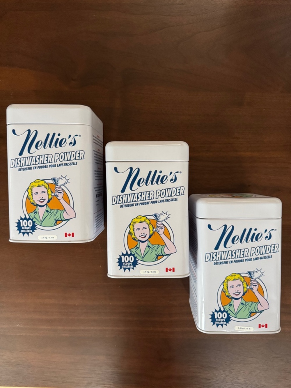 3 CANISTERS REFILLABLE STORAGE METAL TIN CORK SEAL LID EMPTY Nellie's DW Powder